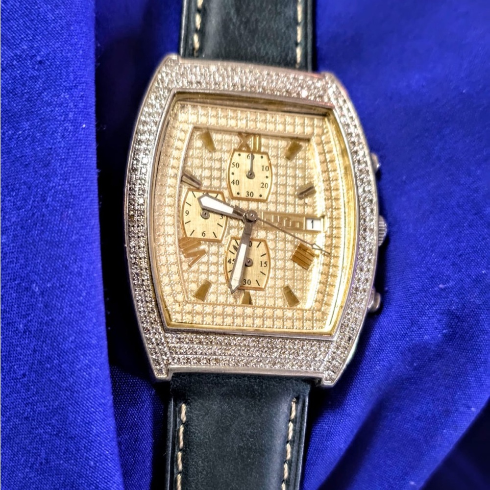 Jo Jino Joe Rodeo Real Diamonds Chrono Tank Mens Watch
